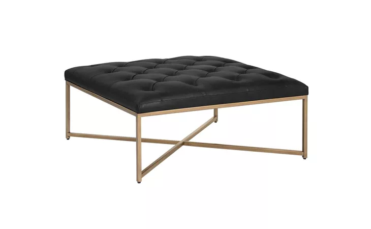 ENDALL ENDALL OTTOMAN - VINTAGE BLACK NIGHT LEATHER SUNPAN FURNITURE  104087