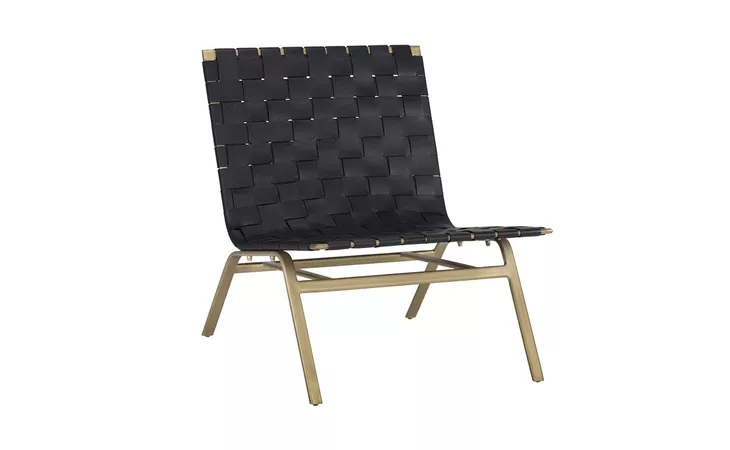 OMARI OMARI LOUNGE CHAIR - GOLD - BLACK LEATHER SUNPAN  105032