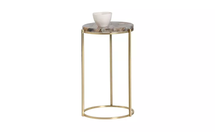 TILLIE TILLIE END TABLE - BRASS - NATURAL AGATE STONE SUNPAN  103075