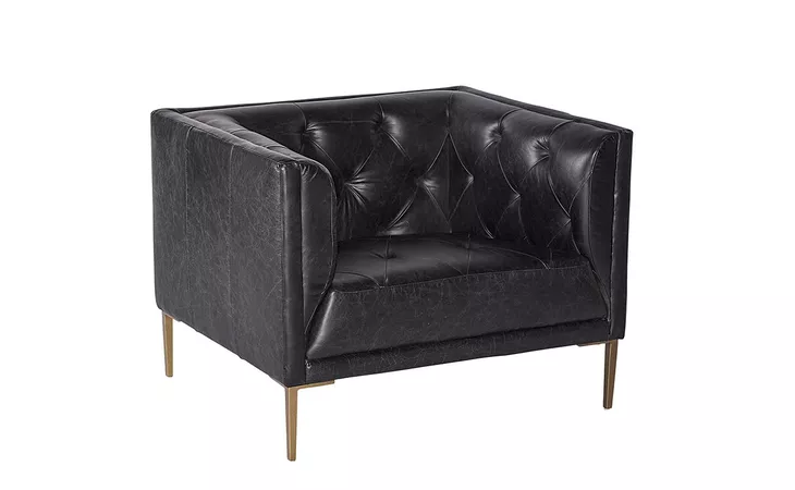 WESTIN WESTIN ARMCHAIR - VINTAGE BLACK NIGHT LEATHER SUNPAN  104663