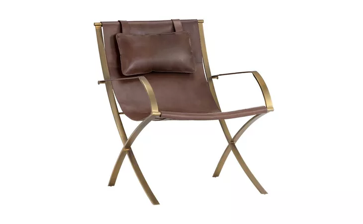 104917 WILLIS WILLIS LOUNGE CHAIR - BROWN LEATHER