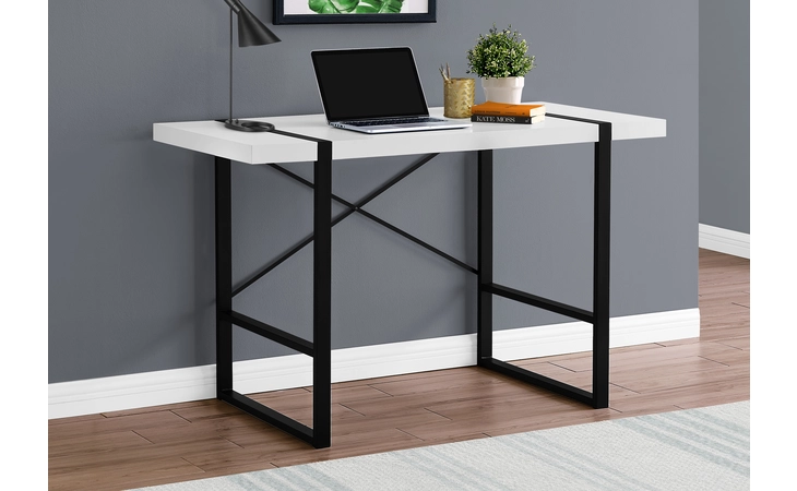 I7313 COMPUTER DESK - 48 L - WHITE - BLACK METAL MONARCH SPECIALTIES  I7313