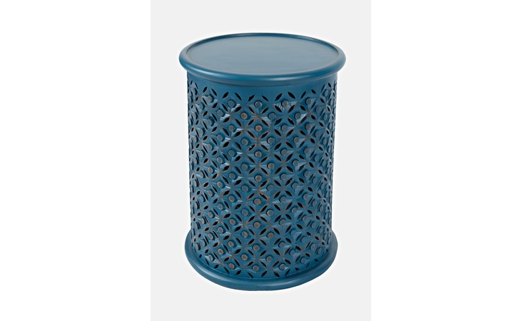 DARK RUSTIC PRAIRIE FINISH DECKER LARGE DRUM ACCENT TABLE- BLUE DARK RUSTIC PRAIRIE FINISH JOFRAN  1730-17BLU