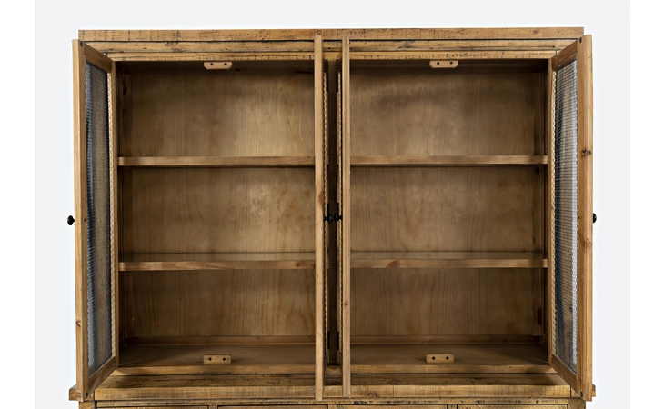 HUTCH W/ TOUCH LIGHT, GLASS SHELVES, BLACK METAL GRILLS NATURE'S EDGE COLLECTION JOFRAN NATURE'S EDGE COLLECTION  1801-71