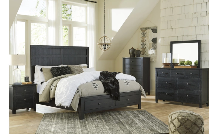 Noorbrook QUEEN PANEL RAILS W/ROLL SLATS ASHLEY Black B746-196