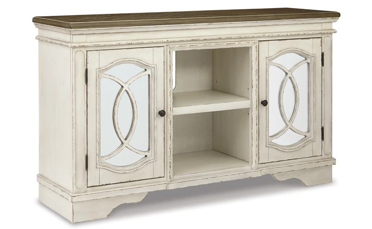 Realyn LARGE TV STAND ASHLEY Chipped White W743-48