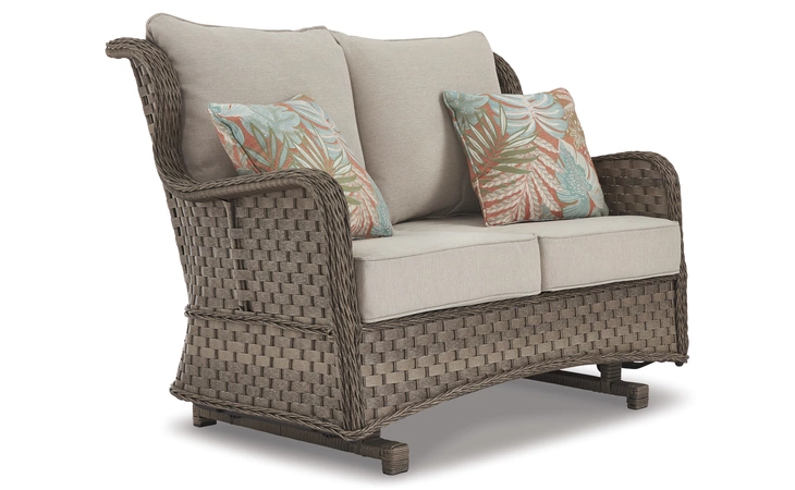 Clear Ridge LOVESEAT GLIDER W/CUSHION ASHLEY Light Brown P361-835