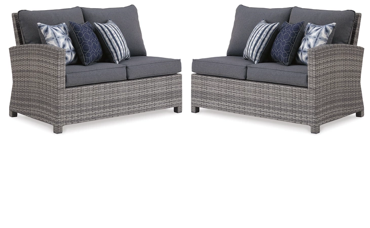 Salem Beach RAF/LAF LOVESEAT W/CUSH (2/CN) ASHLEY Gray P440-854