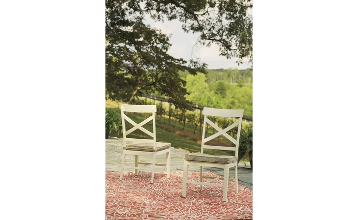 Preston Bay CHAIR WITH CUSHION (2/CN) ASHLEY Antique White P460-601