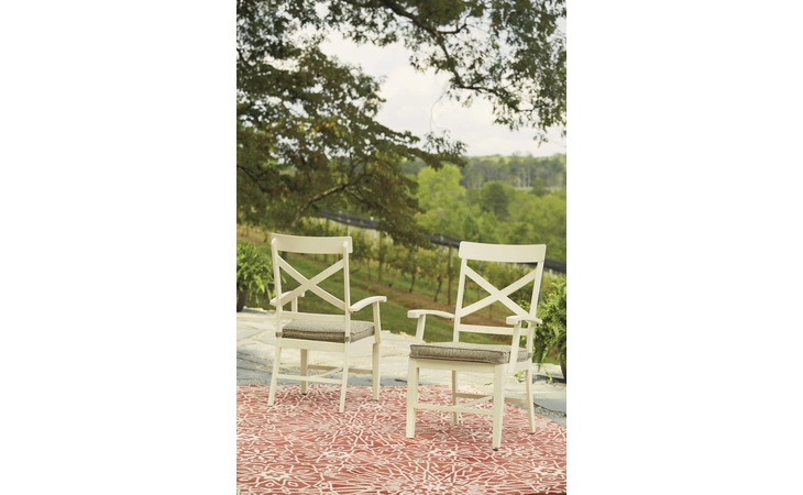 Preston Bay ARM CHAIR WITH CUSHION (2/CN) ASHLEY Antique White P460-601A