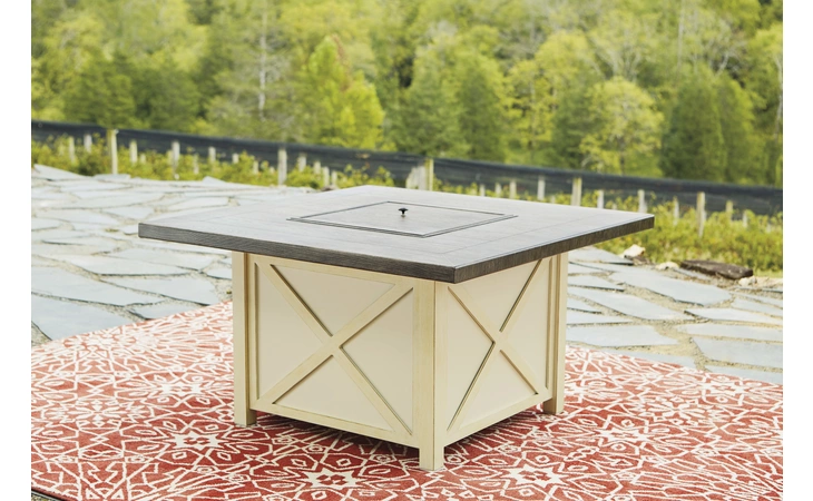Preston Bay SQUARE FIRE PIT TABLE ASHLEY Antique White P460-772