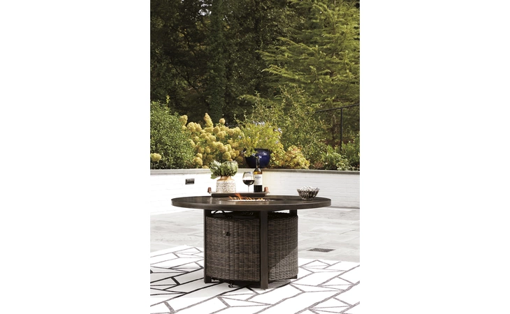 Paradise Trail ROUND FIRE PIT TABLE ASHLEY Medium Brown P750-776