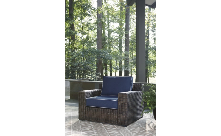 Grasson Lane LOUNGE CHAIR W/CUSHION (1/CN) ASHLEY Brown/Blue P783-820