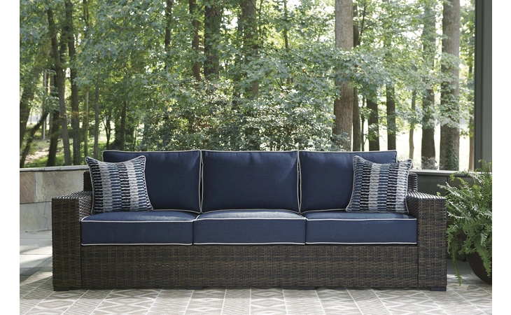 Grasson Lane SOFA WITH CUSHION ASHLEY Brown/Blue P783-838