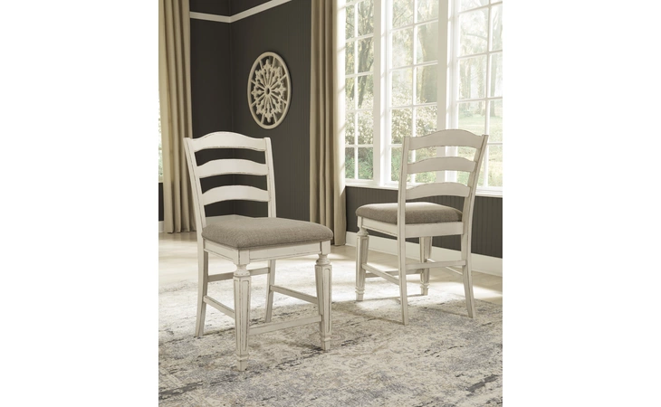 Realyn UPHOLSTERED BARSTOOL (2/CN) ASHLEY Chipped White D743-124