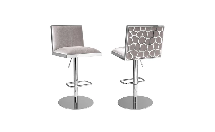 101533 WELLINGTON ADJUSTABLE STOOL - E-GREY E-GREY VELVET GY-ADJ-BAR-7976WC XCELLA  101533