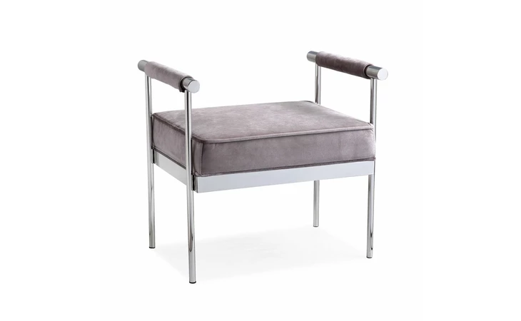 100689  HELEN OTTOMAN E-GREY VELVET X-OT-7826