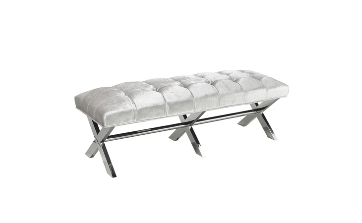 100321  LAUREN BENCH GREY VELVET GY-BEN-7771