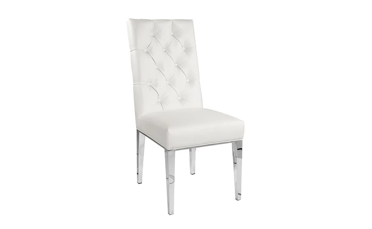LESLIE STEEL DINING CHAIR WHITE LEATHERETTE GY-282 XCELLA 100466  100466