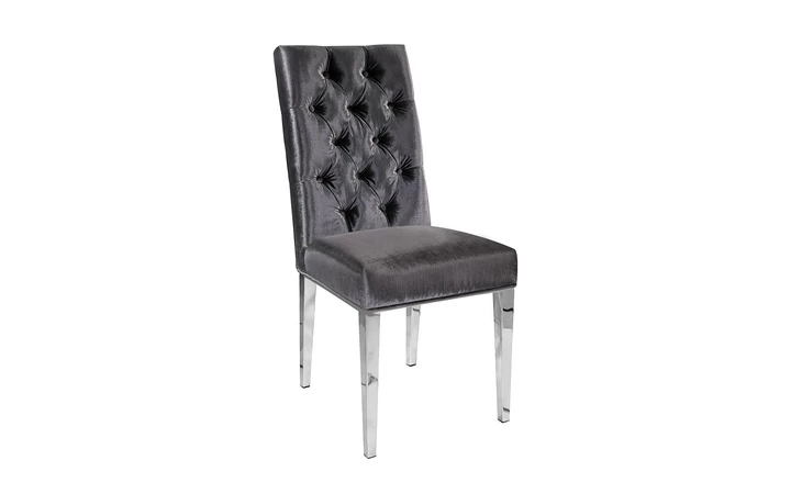 101015 LESLIE STEEL DINING CHAIR CHARCOAL VELVET GY-282 XCELLA  101015