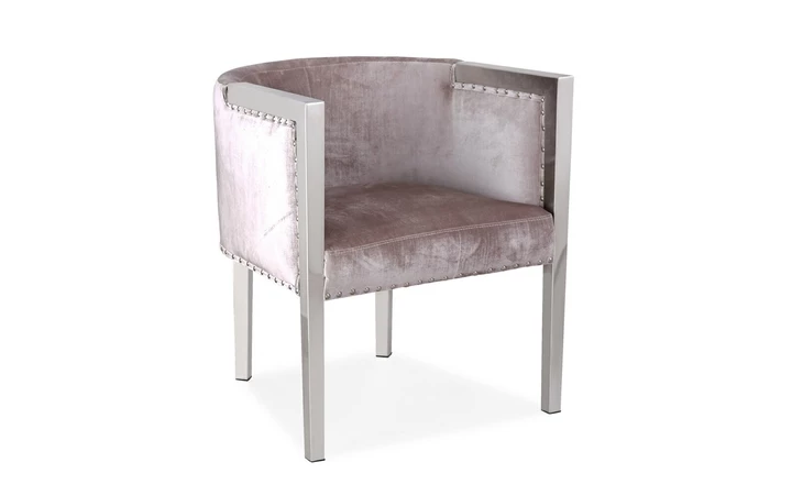 100940  ELVIS STEEL TUB CHAIR E-GREY VELVET GY-AC-7988