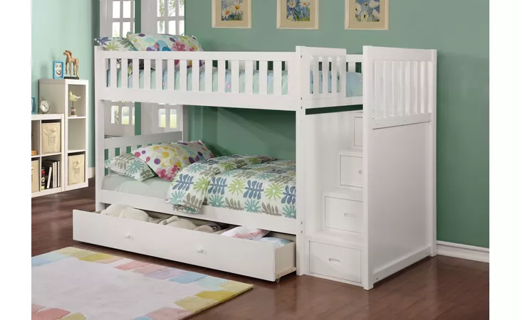 CB802W-JXA  BUNK BED HEADBOARD & FOOTBOARD, WHITE - TRUNDLE NOT INCLUDED