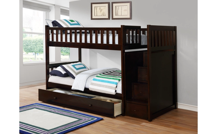 CB802E-JXA  BUNK BED HEADBOARD & FOOTBOARD, ESPRESSO -TRUNDLE NOT INCLUDED