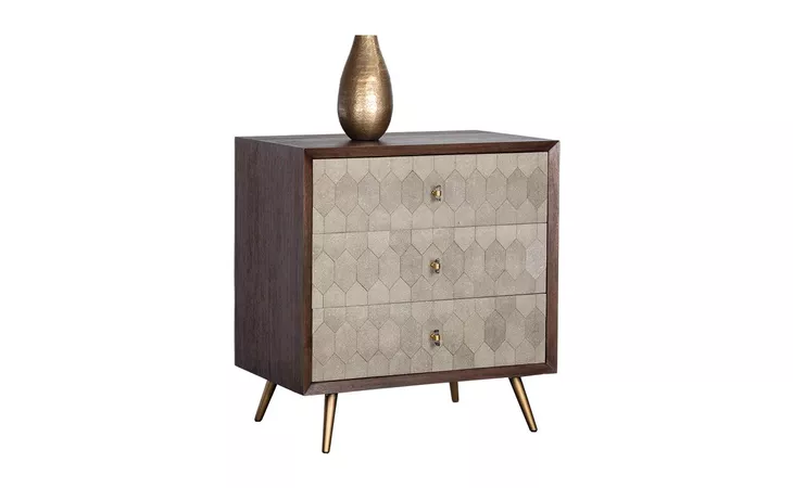 105446 ANISTON CHEST - DARK MANGO - TAUPE SHAGREEN SUNPAN FURNITURE  105446