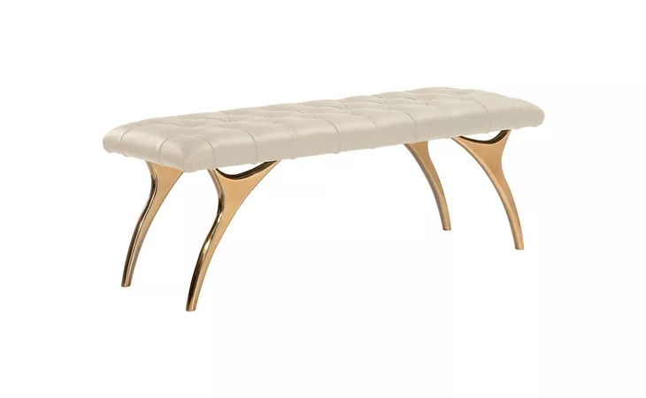 105605 TAYLEN BENCH - CREAM LEATHER SUNPAN FURNITURE  105605