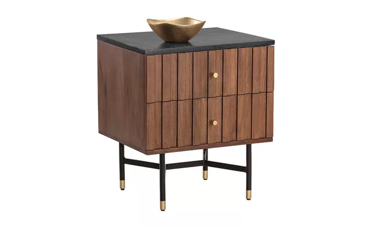 105173 WELLINGTON NIGHTSTAND - BLACK MARBLE SUNPAN  105173