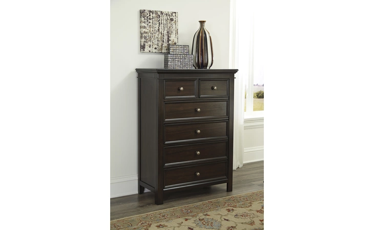 Alexee - Dark Brown SIX DRAWER CHEST ALEXEE ASHLEY  B510-46