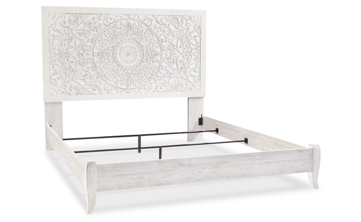 Paxberry KING PANEL FOOTBOARD W/RAILS ASHLEY Whitewash B181-56