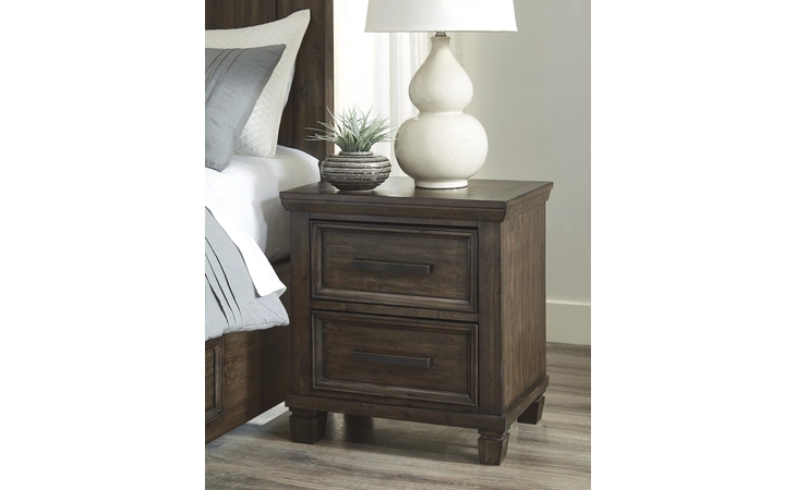 Johurst TWO DRAWER NIGHT STAND ASHLEY FURNITURE Grayish Brown B762-92