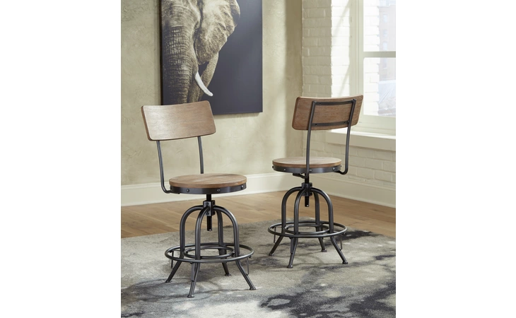 Pinnadel SWIVEL STOOL (2/CN) ASHLEY Grayish Brown D542-324