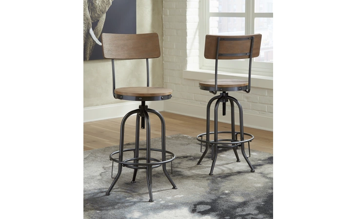 Pinnadel TALL SWIVEL STOOL (2/CN) ASHLEY Grayish Brown D542-330