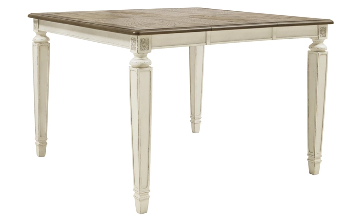 Realyn SQUARE DRM COUNTER EXT TABLE ASHLEY Chipped White D743-32