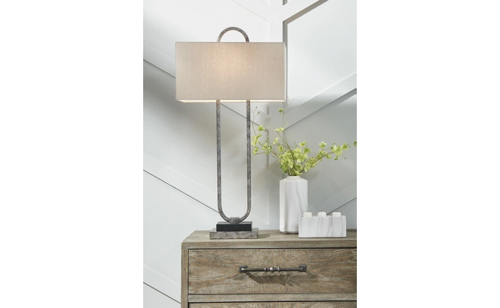 Bennish METAL TABLE LAMP (1/CN) ASHLEY Antique Silver Finish L208284