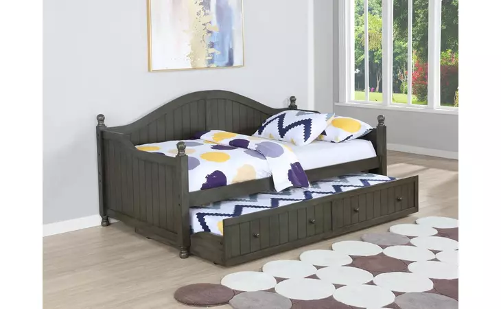301053  JULIE TWIN DAYBED WITH TRUNDLE WARM GREY