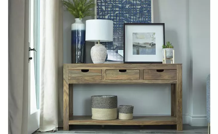 952853  PERSIA 3-DRAWER STORAGE CONSOLE TABLE NATURAL SHEESHAM