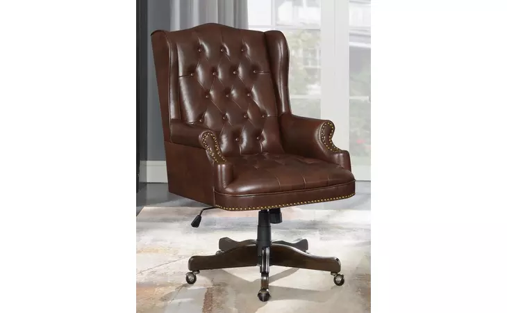 802058 ADJUSTABLE HEIGHT OFFICE CHAIR BROWN AND DARK CHERRY COASTER  802058