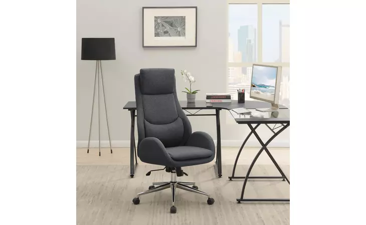 881150 UPHOLSTERED OFFICE CHAIR WITH PADDED SEAT GREY AND CHROME COASTER  881150