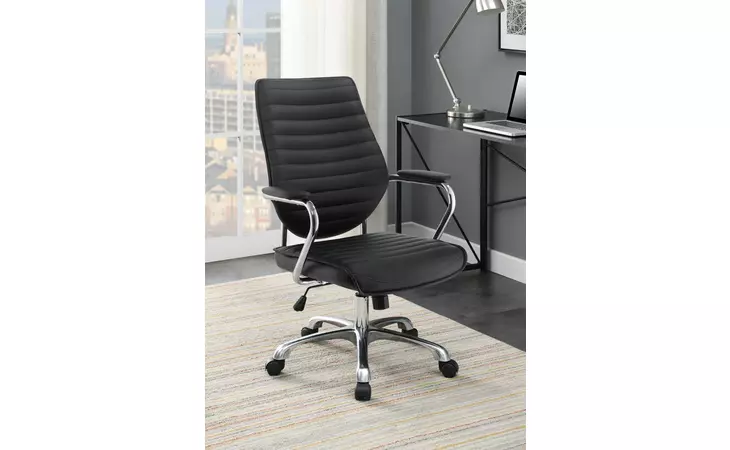 802269 HIGH BACK OFFICE CHAIR BLACK AND CHROME COASTER  802269