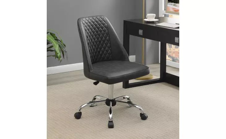 881196 UPHOLSTERED TUFTED BACK OFFICE CHAIR GREY AND CHROME COASTER  881196