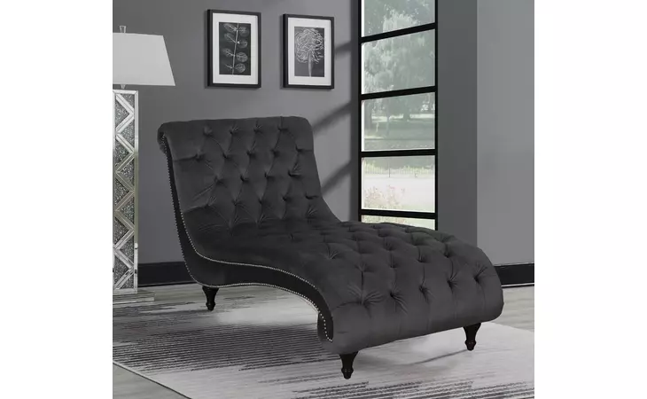 904106 BUTTON TUFTED UPHOLSTERED CHAISE CHARCOAL COASTER  904106