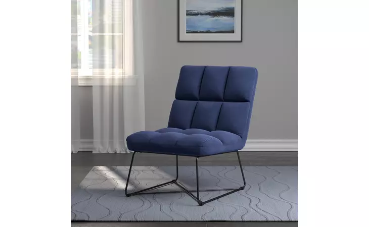 903838  ARMLESS UPHOLSTERED ACCENT CHAIR MIDNIGHT BLUE