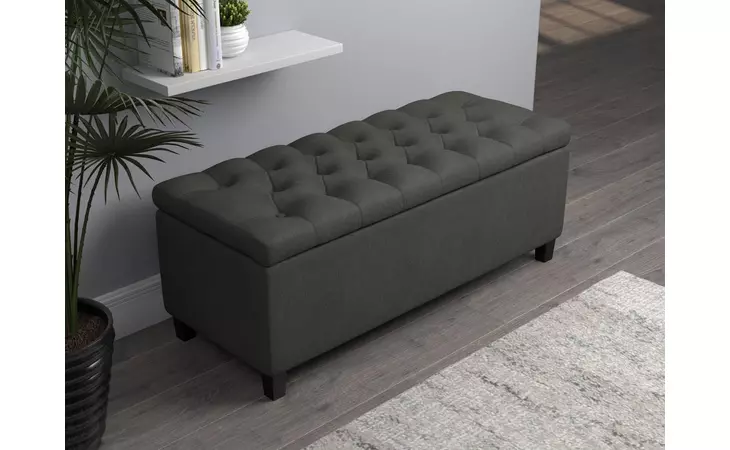 915143  LIFT TOP STORAGE BENCH CHARCOAL