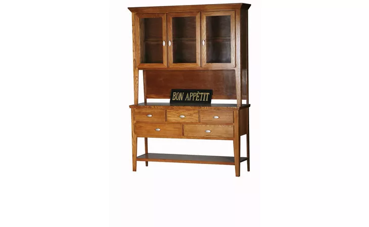 45355  54 DINING HUTCH, 3 PLAIN GLASS DOORS, 1 GLASS SHELF, STRAIGHT LEG BASE*GLASS*PL*FINSISH*CC, DK, LT, MD, SO, UN, CR, CM