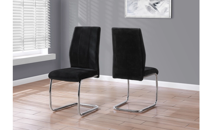 I1067 DINING CHAIR - 2PCS - 39 H - BLACK VELVET - CHROME MONARCH SPECIALTIES  I1067