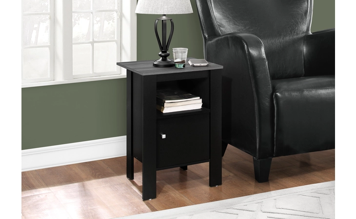 I2134 ACCENT TABLE - BLACK / GREY TOP NIGHT STAND WITH STORAGE MONARCH SPECIALTIES  I2134