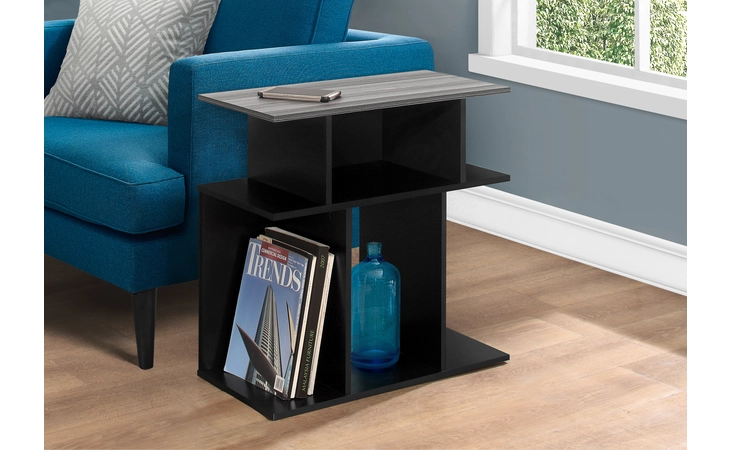 I2477  ACCENT TABLE - 24 H - BLACK - GREY TOP